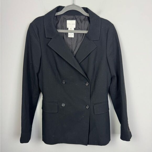 CELINE PARIS | Designer Double-Breasted Black Blazer Women’s Size 46 (14) - Picture 1 of 8
